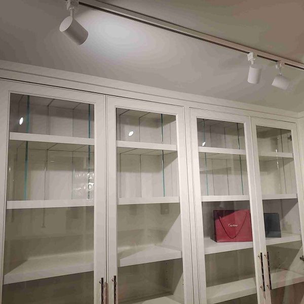 A glass door for a wardrobe area