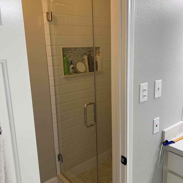A cornered shower area