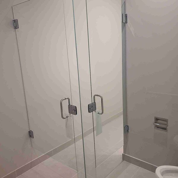 A cornered shower doors